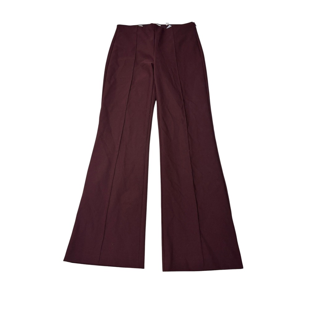 Vince Burgundy Niki Mid-Rise Pintuck Crop Flare Pants Womens Size S W27 L27